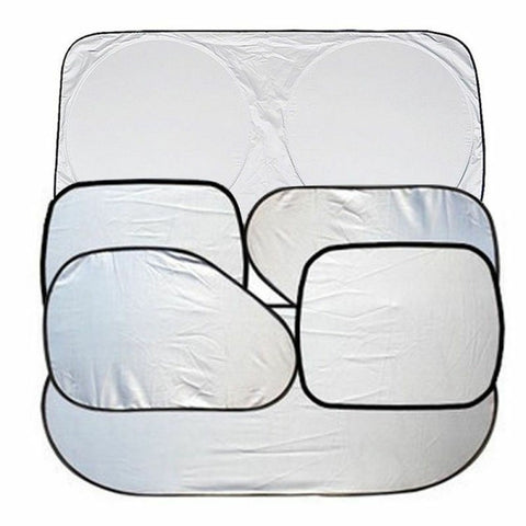 BY-342 6Pcs Car Windshield Sun Shade Set Silver Coated Cloth Car Windshield Cover Front Rear Window Visor