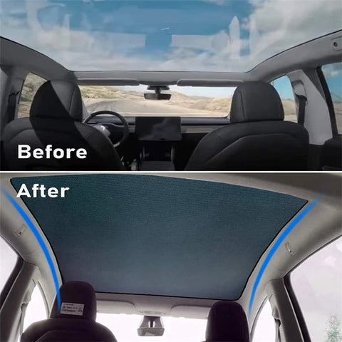 For Model Y 1 Set Car Rear Windshield Sun Shade + 2 Sets Glass Roof Sunshade + 2 Sets Triangle Sun Shade