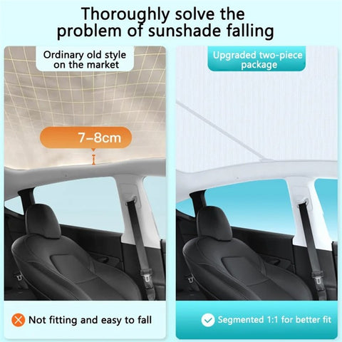 For Model Y 1 Set Car Rear Windshield Sun Shade + 2 Sets Glass Roof Sunshade + 2 Sets Triangle Sun Shade