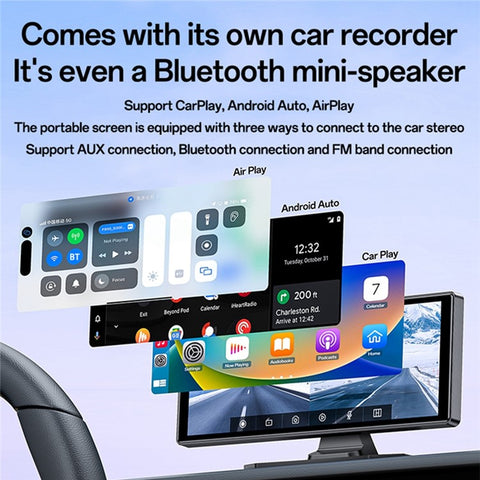 YESIDO KM19 Bluetooth-compatible Car Stereo Carplay 10.26 inch Touch Screen Car Driving Recorder with Rear Camera and 32G TF Card