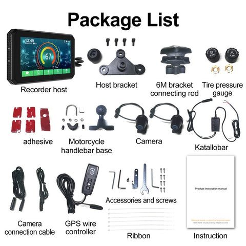 AC200 5.5-inch Screen Motorbike Camcorder DVR Carplay Tire Pressure Monitor Motorcycle Video Recorder