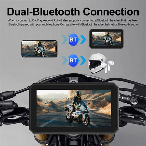 AC200 5.5-inch Screen Motorbike Camcorder DVR Carplay Tire Pressure Monitor Motorcycle Video Recorder
