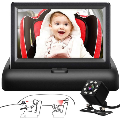 4.3 Inch 150 Degree Wide Angle Night Vision Car Baby Monitor IP68 Waterproof Infrared Camera
