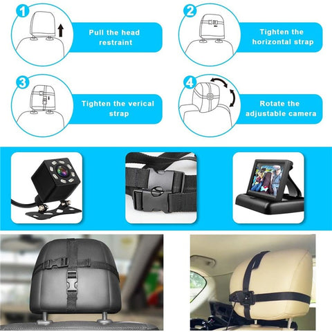 4.3 Inch 150 Degree Wide Angle Night Vision Car Baby Monitor IP68 Waterproof Infrared Camera