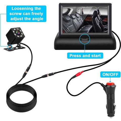 4.3 Inch 150 Degree Wide Angle Night Vision Car Baby Monitor IP68 Waterproof Infrared Camera