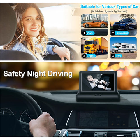 4.3 Inch 150 Degree Wide Angle Night Vision Car Baby Monitor IP68 Waterproof Infrared Camera