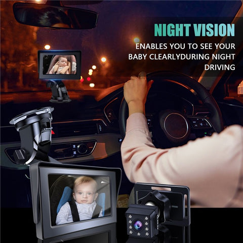 R5037 4.3 Inch HD 1080P Car Monitor Camera for Baby Rear Facing Seat Wide Angle Infrared Camera
