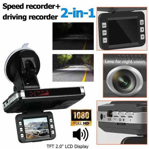 2 In 1 Night Vision Car DVR Speed Camera Alert Dash Cam Radar Detector ( Russian Version )
