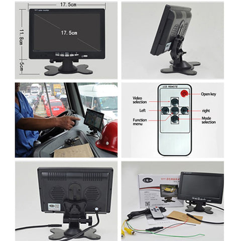 Vehicle Backup Camera for Car Parking Rearview 7-inch Monitor Reverse Camera, Dual AV Input DC with Cigarette Lighter