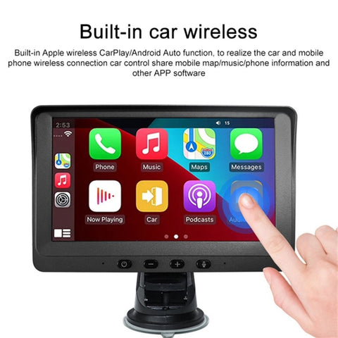P704 Portable Car Stereo Wireless Car Play Android Auto 7'' Touch Screen Car Radio Dual Camera Driving Recorder