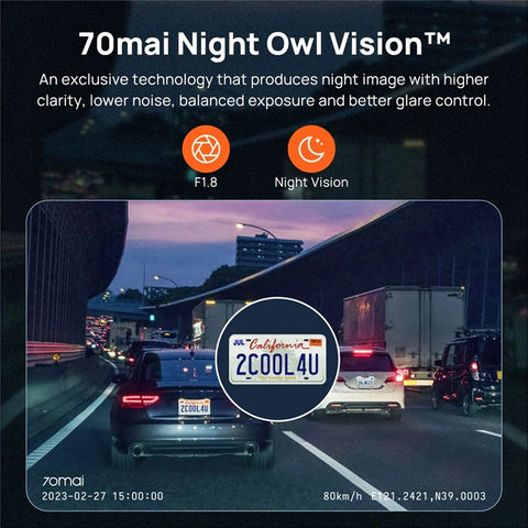 70 MAI A800S Dash Cam Car DVR 4K UHD Cinema Support Rear Cam