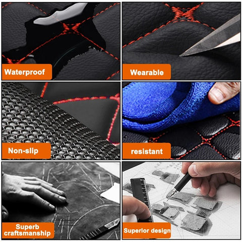 4Pcs / Set Car Front+Rear Floor Mat Anti-slip Waterproof Leather Vehicle Interior Floor Mat