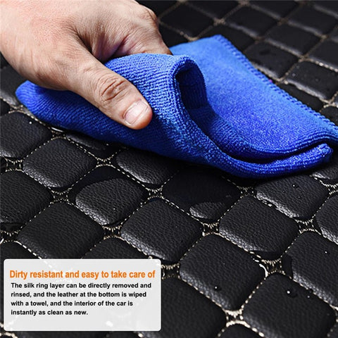 4Pcs / Set Car Front+Rear Floor Mat Anti-slip Waterproof Leather Vehicle Interior Floor Mat