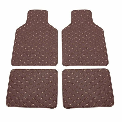 4Pcs / Set Car Front+Rear Floor Mat Anti-slip Waterproof Leather Vehicle Interior Floor Mat