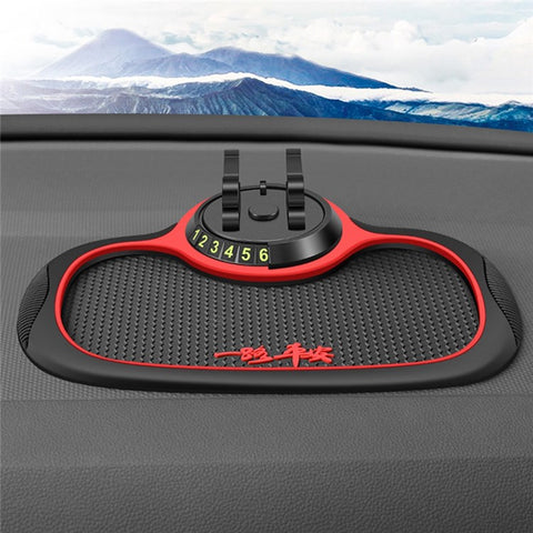 BAVISS B-25 3 in 1 Non-Slip Phone Holder Dashboard Phone Mat with Temporary Car Parking Card Number Plate Anti Shake Pad Phone Stand Mount for Universal Cars