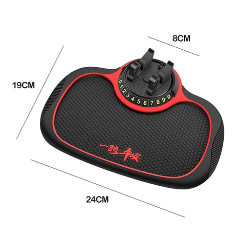 BAVISS B-25 3 in 1 Non-Slip Phone Holder Dashboard Phone Mat with Temporary Car Parking Card Number Plate Anti Shake Pad Phone Stand Mount for Universal Cars