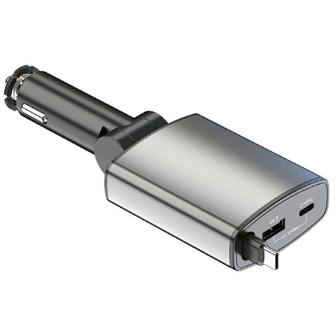 GZ16 Car Voltage Display Charger Bluetooth-Compatible MP3 Player with Retraction Type-C Cable