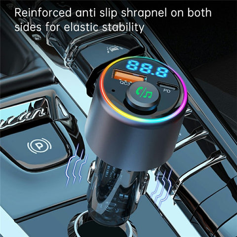 BC89 Car Charger 48W Fast Charging Adapter Bluetooth-Compatible MP3 Player FM Transmitter with Ambient Light