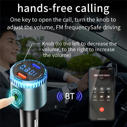 BC77 MP3 Player Ambient Light Digital Display Bluetooth-Compatible Car Charger FM Transmitter Support U-Disk