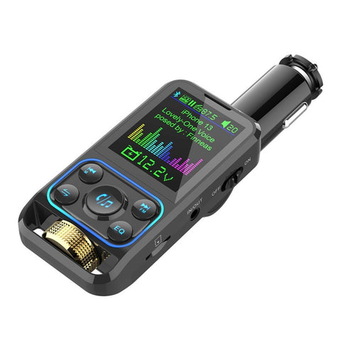 BC83 Bluetooth-compatible Hands-free Call MP3 Music Player Voltage Monitoring Dual USB+Type-C Car Charger FM Transmitter Support U-disk / TF Card / AUX