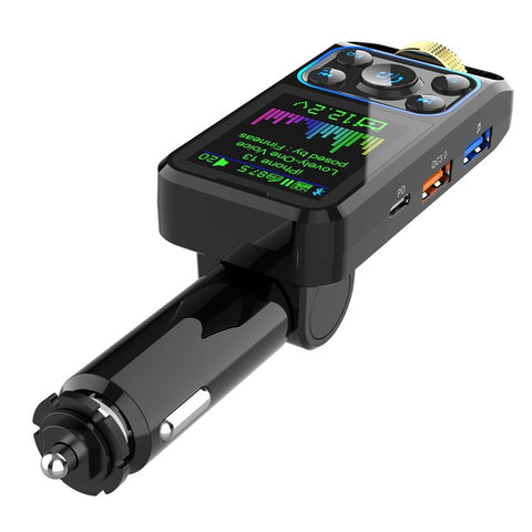 BC83 Bluetooth-compatible Hands-free Call MP3 Music Player Voltage Monitoring Dual USB+Type-C Car Charger FM Transmitter Support U-disk / TF Card / AUX