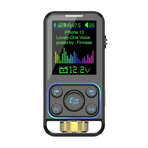 BC83 Bluetooth-compatible Hands-free Call MP3 Music Player Voltage Monitoring Dual USB+Type-C Car Charger FM Transmitter Support U-disk / TF Card / AUX