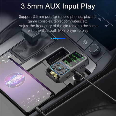 BC83 Bluetooth-compatible Hands-free Call MP3 Music Player Voltage Monitoring Dual USB+Type-C Car Charger FM Transmitter Support U-disk / TF Card / AUX