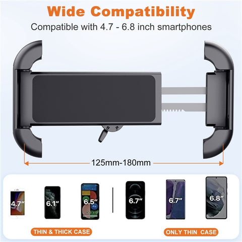 HLT-152B Motorcycle Handlebar Rearview Mirror Phone Holder Mount Bike Phone Clamp Scooter Phone Clip for 4.7-6.8 Inch Phones