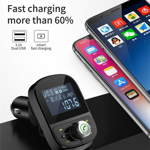 HY92 Car Bluetooth-compatible FM Transmitter Dual USB Fast Charger Car MP3 Player Car Kit Accessories with Song Lyrics Digital Display