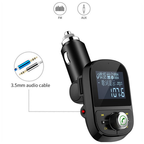 HY92 Car Bluetooth-compatible FM Transmitter Dual USB Fast Charger Car MP3 Player Car Kit Accessories with Song Lyrics Digital Display