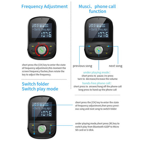 HY92 Car Bluetooth-compatible FM Transmitter Dual USB Fast Charger Car MP3 Player Car Kit Accessories with Song Lyrics Digital Display