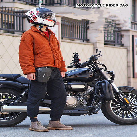 RZAHUAHU Hard Shell 600D Waterproof Fabric Motorcycle Riding Waist Bag Phone Tools Storage Crossbody Bag