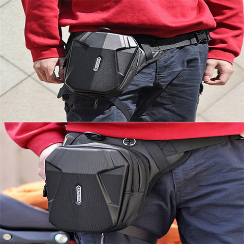 RZAHUAHU Hard Shell 600D Waterproof Fabric Motorcycle Riding Waist Bag Phone Tools Storage Crossbody Bag