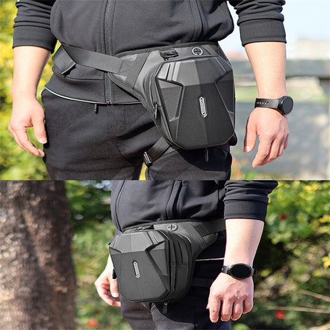 RZAHUAHU Hard Shell 600D Waterproof Fabric Motorcycle Riding Waist Bag Phone Tools Storage Crossbody Bag