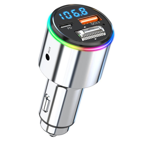 BC88 Bluetooth-compatible 5.3 FM Transmitter QC3.0 PD 30W Fast Charging Car MP3 Player with RGB Light (CE Certified)