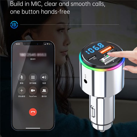BC88 Bluetooth-compatible 5.3 FM Transmitter QC3.0 PD 30W Fast Charging Car MP3 Player with RGB Light (CE Certified)