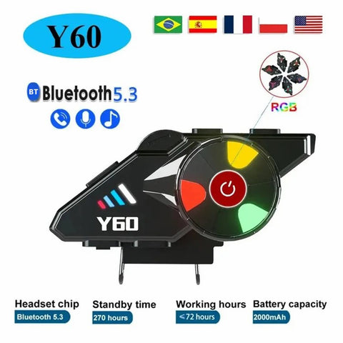 Y60 Motorcycle Bluetooth-compatible Headset Waterproof Helmet Speakers Noise Cancellation / FM Radio