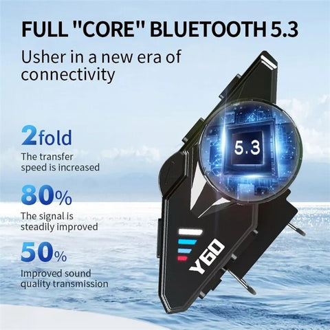 Y60 Motorcycle Bluetooth-compatible Headset Waterproof Helmet Speakers Noise Cancellation / FM Radio