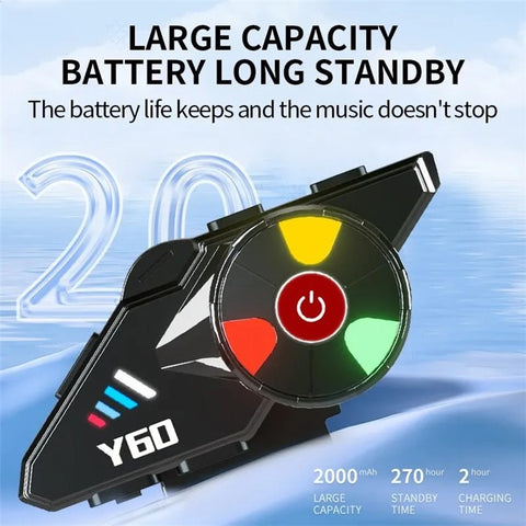 Y60 Motorcycle Bluetooth-compatible Headset Waterproof Helmet Speakers Noise Cancellation / FM Radio