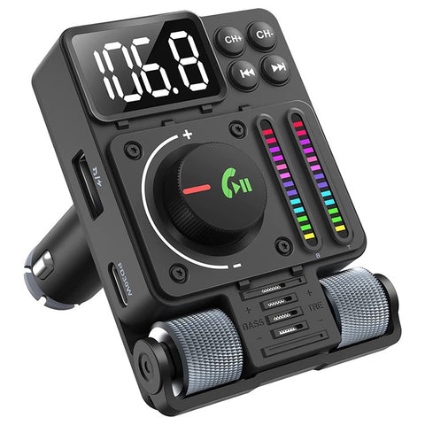 MT01 Ambient Light Car Bluetooth-compatible Adapter FM Transmitter MP3 Music Player Type-C + USB Car Charger