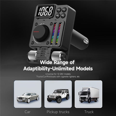 MT01 Ambient Light Car Bluetooth-compatible Adapter FM Transmitter MP3 Music Player Type-C + USB Car Charger