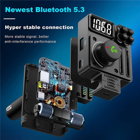 MT01 Ambient Light Car Bluetooth-compatible Adapter FM Transmitter MP3 Music Player Type-C + USB Car Charger