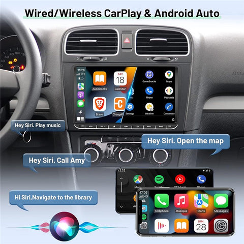 RH-753F For Golf MK5 / Polo / Passat / Jetta 1G+32G 9-inch HD Multimedia Player Car FM Radio Android 13 Carplay Music Video Player