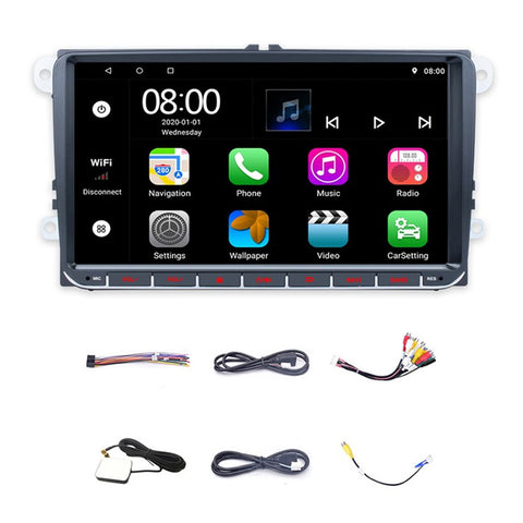 RH-753C For Golf MK5 / Polo / Passat / Jetta 2G+32G 9-inch HD Vehicle Player Car FM Radio Offline Map Multimedia Player