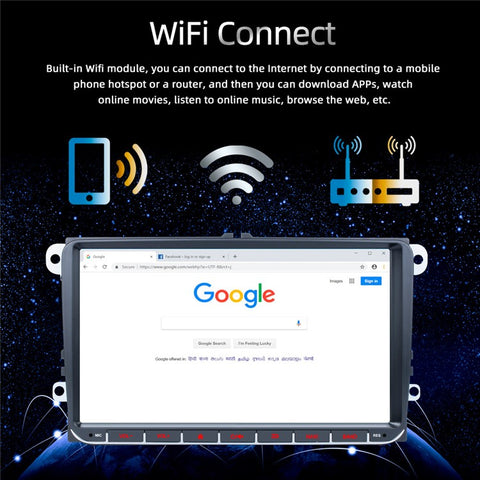 RH-753B For Golf MK5 / Polo / Passat / Jetta 1G+32G HD Vehicle Player 9-inch Android 13 Car FM Radio Multimedia Player