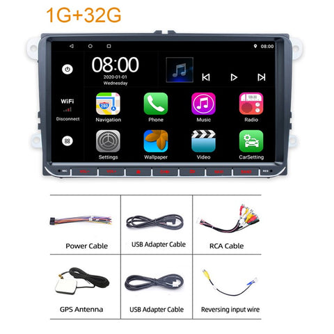 RH-753B For Golf MK5 / Polo / Passat / Jetta 1G+32G HD Vehicle Player 9-inch Android 13 Car FM Radio Multimedia Player