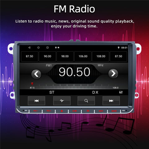 RH-753B For Golf MK5 / Polo / Passat / Jetta 1G+32G HD Vehicle Player 9-inch Android 13 Car FM Radio Multimedia Player