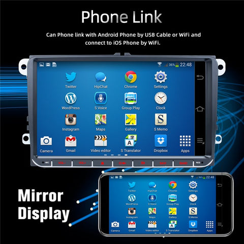 RH-753A For Golf MK5 / Polo / Passat / Jetta 1G+16G Car Multimedia Player 9-inch Android 13 FM Radio Video Player