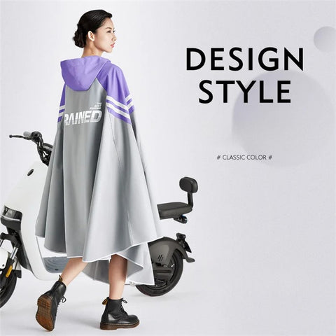 Men Women Electric Bike Motorcycle Raincoat Windproof Waterproof Rainwear with Rearview Mirror Cover, 5XL