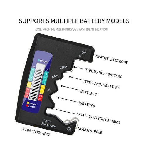 ANENG Universal Battery Detector Tester Checker for C/AA/AAA/D/N/9V/6F22/1.55V Button Battery
